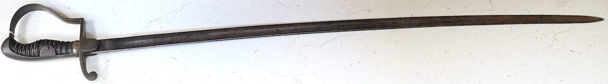 A Prussian artillery sword, etched blade, regulation hilt, blade 81cm. Condition - fair, well worn
